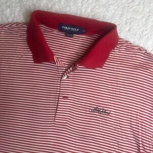 Vintage polo golf Sea island golf men's red striped polo short sleeve‎